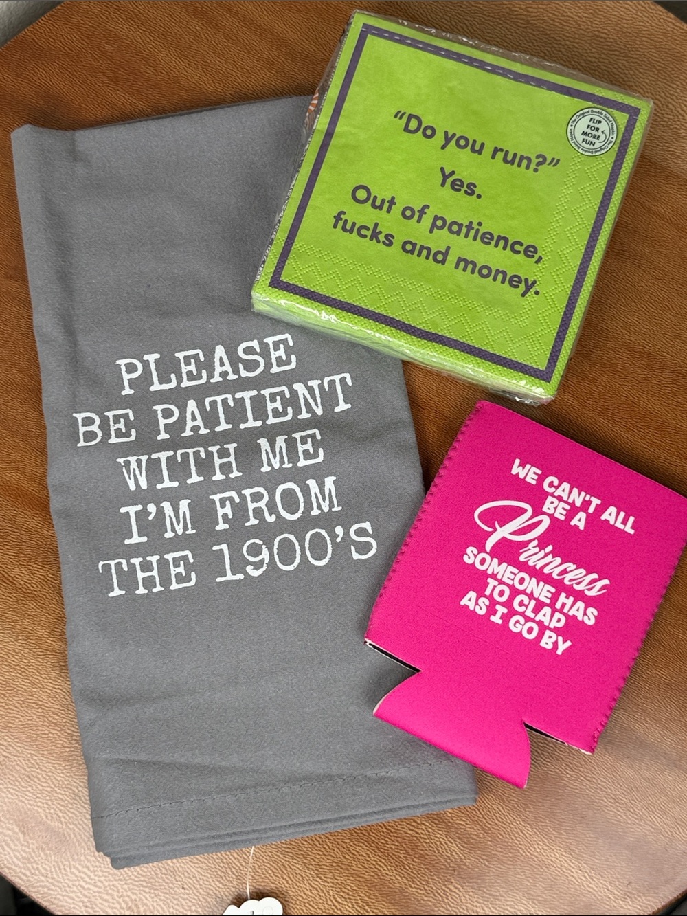 NEW Funny Dish Towel Koozie Drink Napkins Gift Old Lady